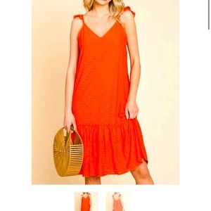 Martin Eyelet Dress - Orange - New with tags